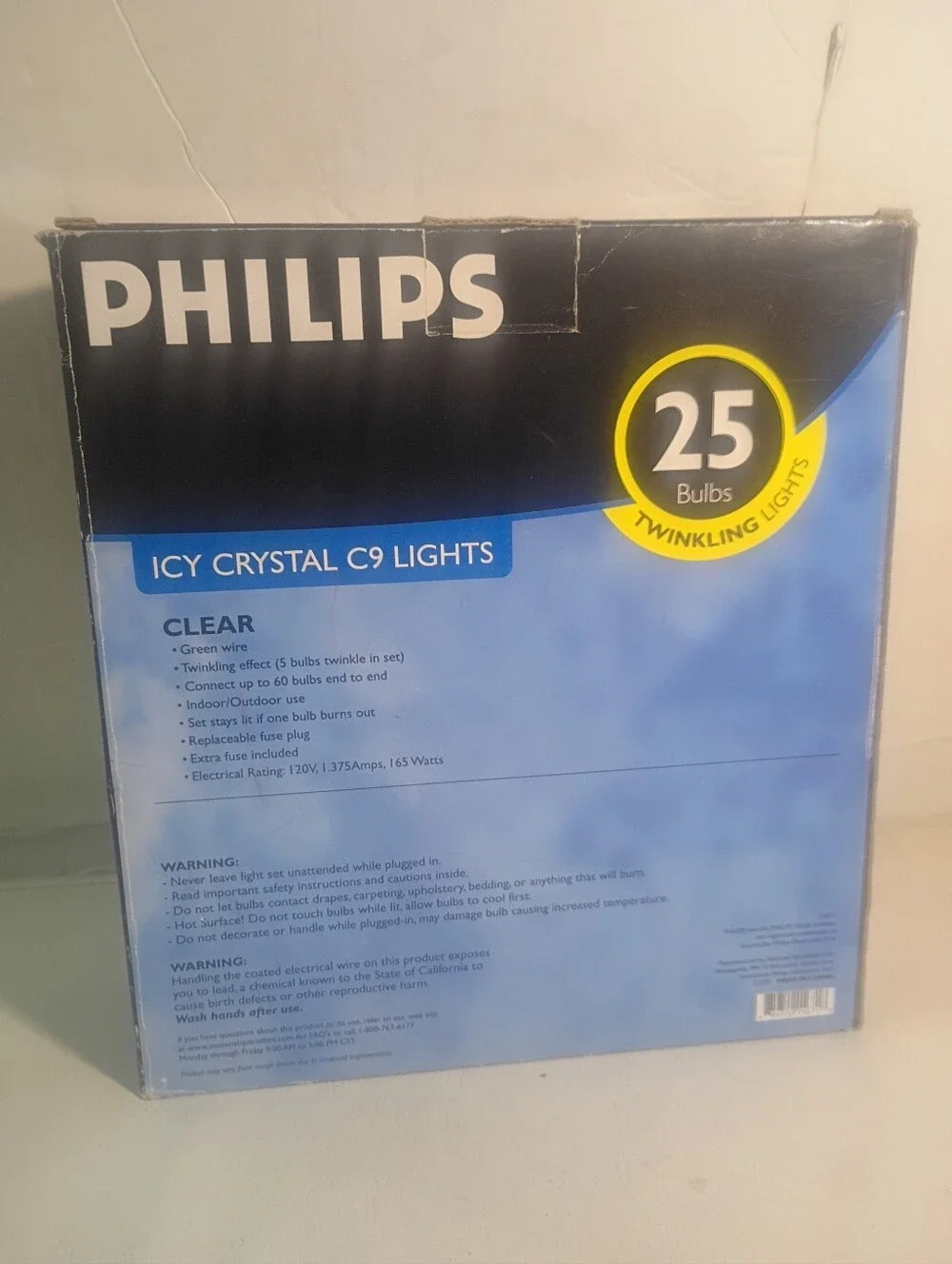 Vintage '90s Philips Icy Crystal C9 Lights 25 Bulbs Twinkling Lights NOS-HTF